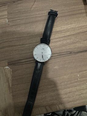 Daniel Wellington Black Leather Watch with Silver Dial